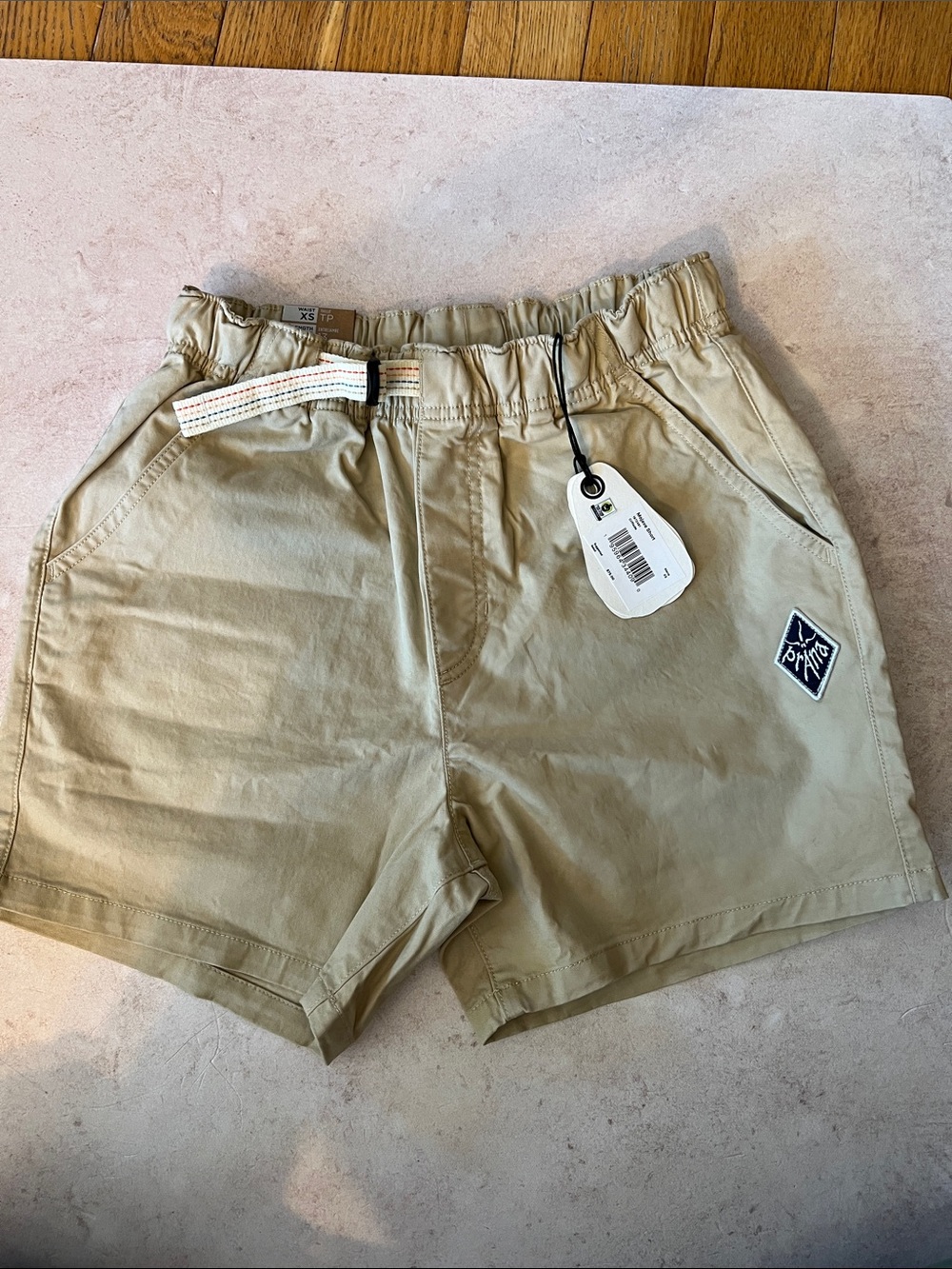 PrANa Men's Khaki Elastic Waist Casual Shorts